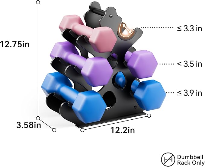 4 Tier Dumbbell Rack, Weight Rack For Home Gym, Dumbbell Stand for Free Weights