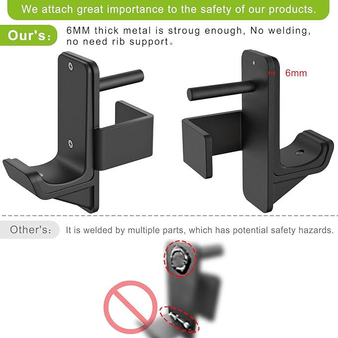 Kipika J-Hooks for 2'x2'and 3'x3' Power Rack - Bottom Reinforced Steel Hooks with Rubber Pad - Set of 2