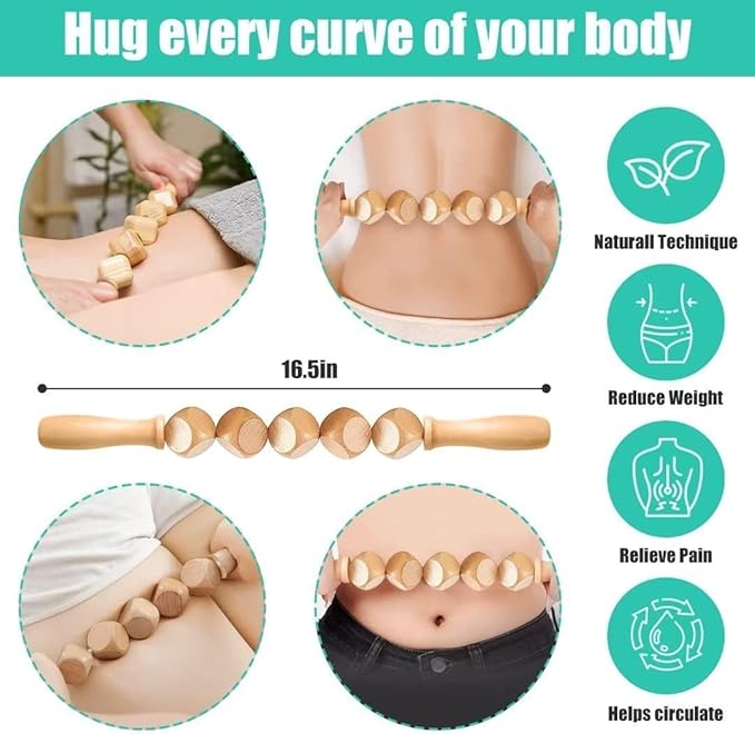 10-in-1 Wood Therapy Massage Tools Gua Sha Wooden Massager for Body Shaping Massage Tool Set Wood Therapy Tools for Relieving Muscle Pain Body Lymphatic Drainage Massager Anti-Cellulite