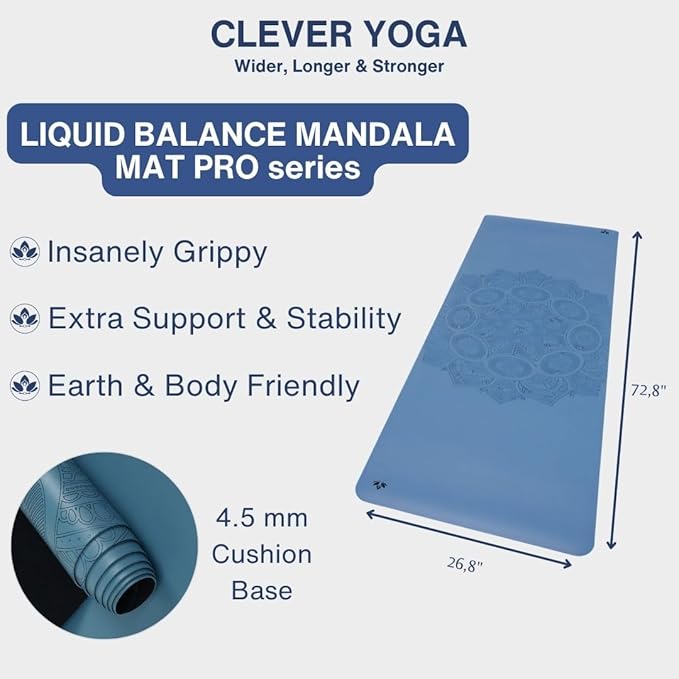 Premium Clever Yoga Mat - Extra Long Yoga Mat Suitable For All Yoga Types - Workout Mat For Home Or On The Go - Includes Our Perfect Fit Mat Bag