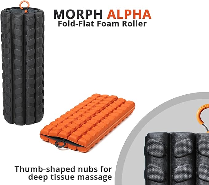 Brazyn Morph Foam Roller: Collapsible Travel Foam Roller for Back Pain Relief, Workout Muscle Recovery, Back Massager, Deep Tissue Leg Massage, Back Cracker (Midnight, Alpha Series (Deep Tissue))