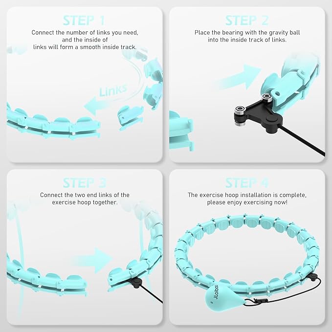 Weighted Hula Circle with 24 Links for Adults Weight Loss, Infinity Fitness Hoop Plus Size, for Women Smart Exercise Equipment