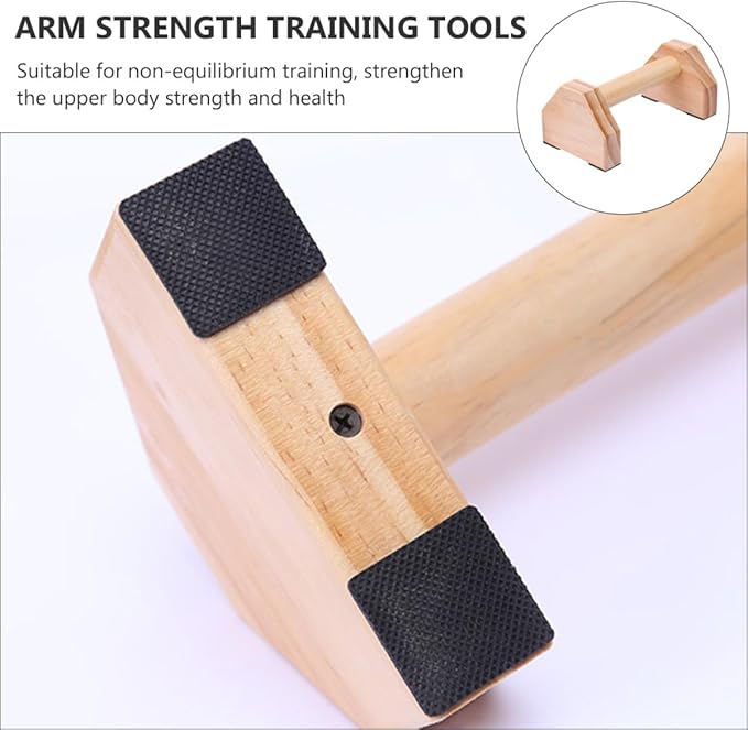 Alasum Push-up Brackets Pair Pine Wood 30cm Non-slip Grip Bars Fitness Equipment for Home Strength Training and Bodybuilding