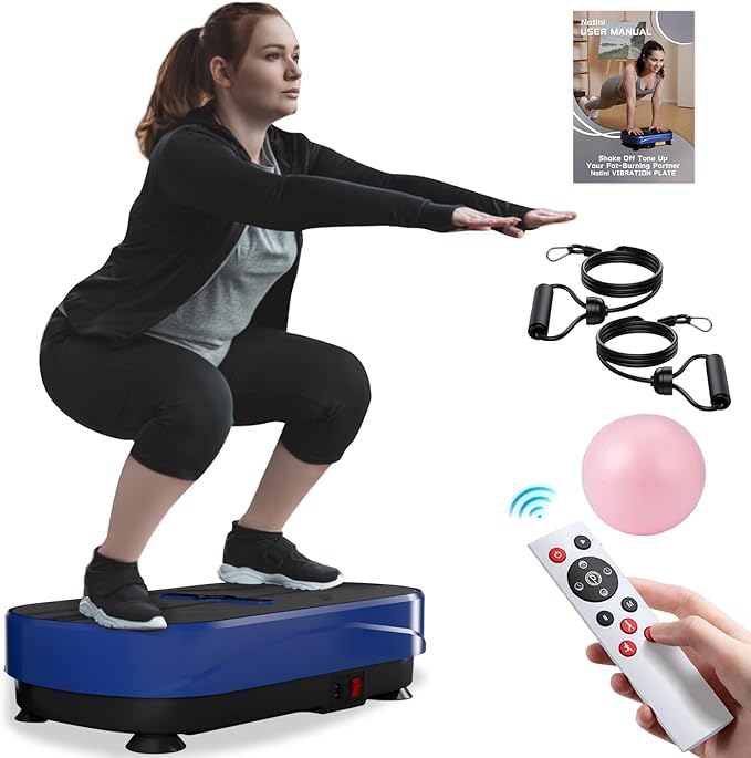 Vibration Plate Exercise Machine - Whole Body Workout Vibration Platform Lymphatic Drainage Machine for Weight Loss Home Fitness with Resistance Bands Remote