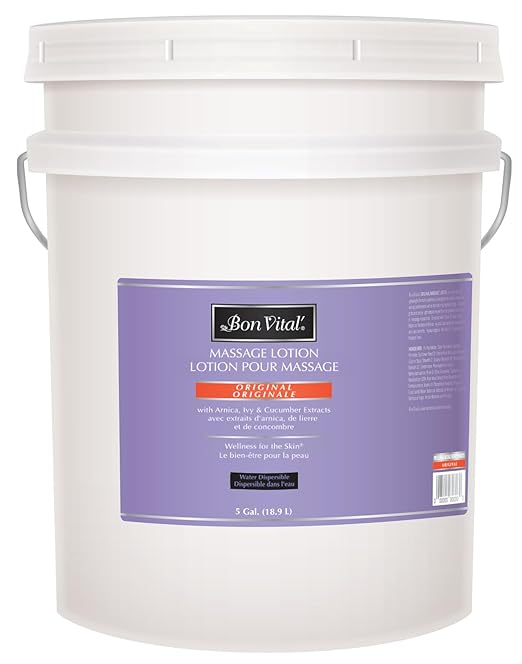 Bon Vital Original Massage Lotion, 5 Gallon Pail – Lightweight, Non-Greasy Formula for Massage Therapy, Moisturizes & Nourishes Dry Skin, Ideal for Clinics, Spas & High-Volume Use
