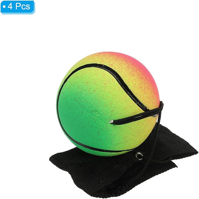 PATIKIL 2.5 Inch Sports Wrist Ball, 4Pcs Tennis Rubber Rebound Wristband Wrist Return Ball Sport on A String for Exercise Play, Mixed Colors
