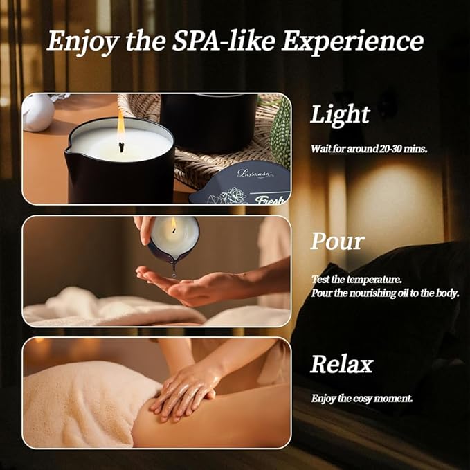Scented Massage Oil Candle for Body SPA, Low Temp Massage Wax for Skin Care, Nourishing Soybean Oil Coconut Oil Based Candle, Self Care Gifts for Women & Men 6.35 OZ (Vanilla)