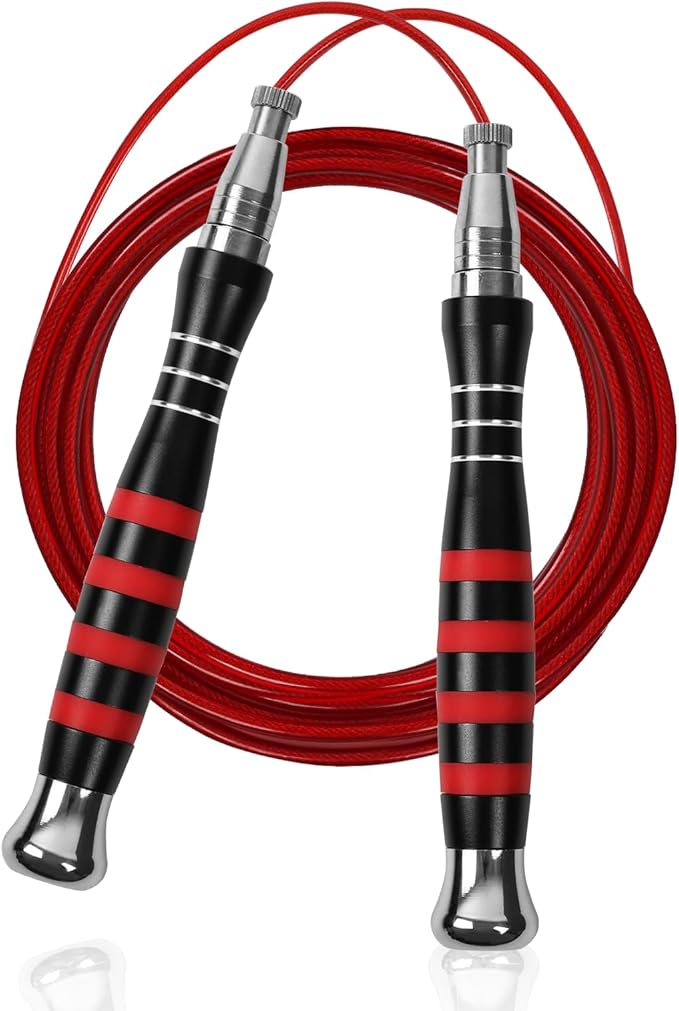 Speed Weighted Jump Rope with Secure Lock Mechanism, 360° Smooth Swivel, Non-Slip Matte Textured Handles, Features 2 Performance Cords for Effective Fitness Workouts