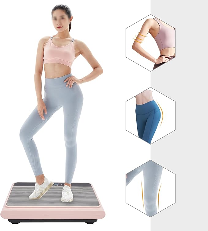 Vibration Plate Exercise Machine, Adjustable Vibrate Stand Shake Board with Remote Control, Whole Body Workout Vibration Fitness Platform for Home, School Rooms, Offices, 264.55 lbs Capacity
