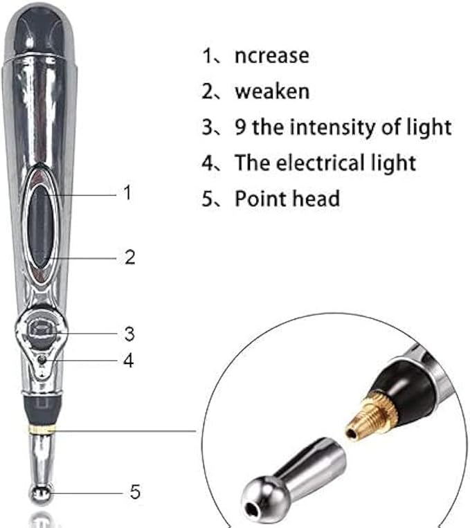 Zeerkeer Acupuncture Pen 3-in-1 Electronic Acupuncture Pen for Pain Relief, Powerful Meridian Energy Pulse Massage Pen, Includes Massaging Gel