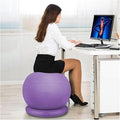 Yoga Ball Chair,Yoga Ball，Exercise Ball, Office Ball Chair with Base & Pump Stability Yoga Ball Seat for Back Pain Relief Home Gym Exercise Ball Chair for Core Strength Training(Purple,Diameter 55cm (