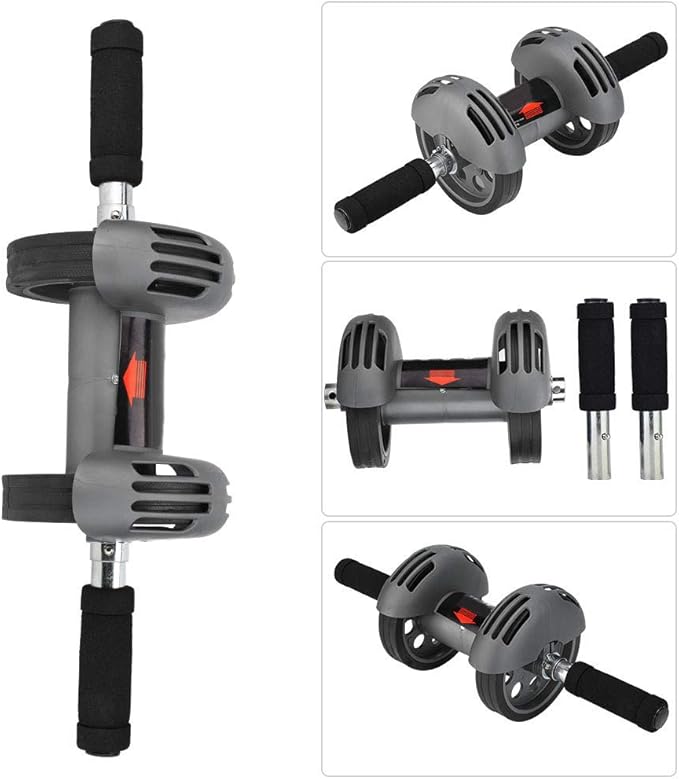 Ab Double Roller Workout System, Abdominal Exercise Roller Wheel with Dual Wheels and Knee Pad, Anti - Slip Foam Handles for Home Gym Core Training