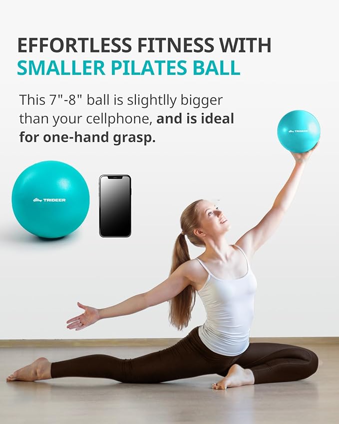 Trideer Pilates Ball - 7-8 inch with Pump, Small Core Ball for Yoga, Barre, Physical Therapy