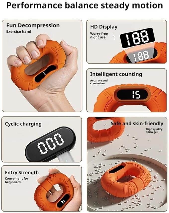 Hand Grip Strengthener with Counting and Pages, Rechargeable Digital Grip Strength Tester, LED Display, Hand Grips Exerciser Equipment for Strength Training-Forearm-Gripper-Finger