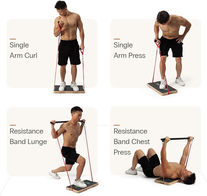 StrongTek Resistance Band Training Platform, Heavy-Duty Bamboo/Wood Board for Safe & Stable Resistance Workouts, Non-Slip, 1000 lbs Capacity for Arms, Shoulders, Core, Back & Legs