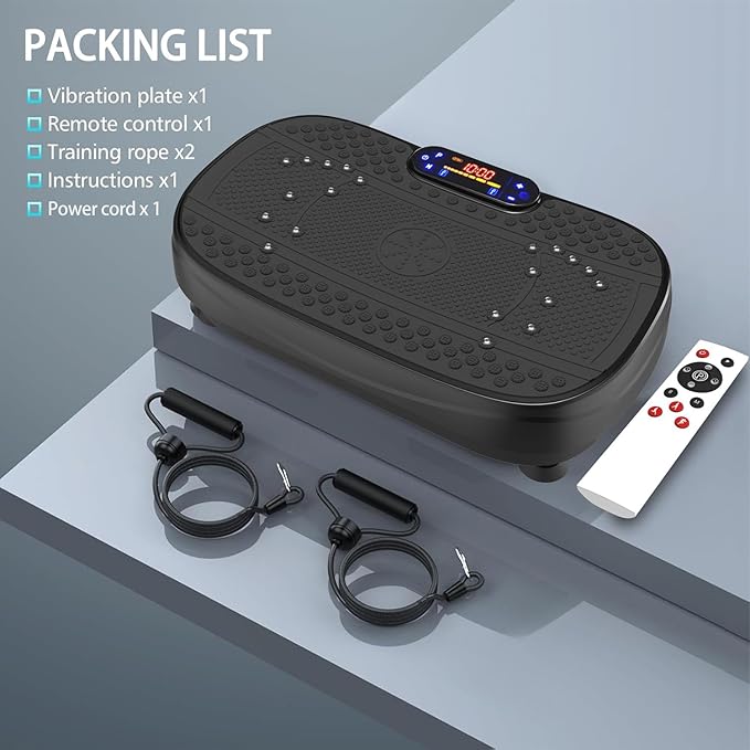 Vibration Plate Exercise Machine, Vibrating Fitness Platform with Remote Control for Lymphatic Drainage, 5 Types of Exercise Programs, Fat-Burning Fitness Equipment for Women Men