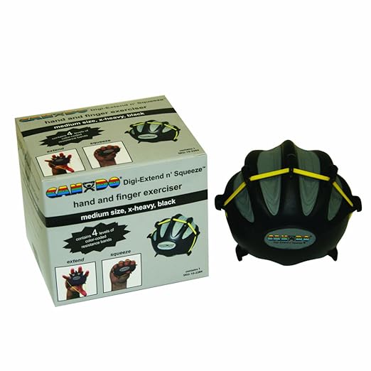 CanDo 10-2294 Digi-Extend n' Squeeze Hand Exerciser, Large, Black-X-Heavy
