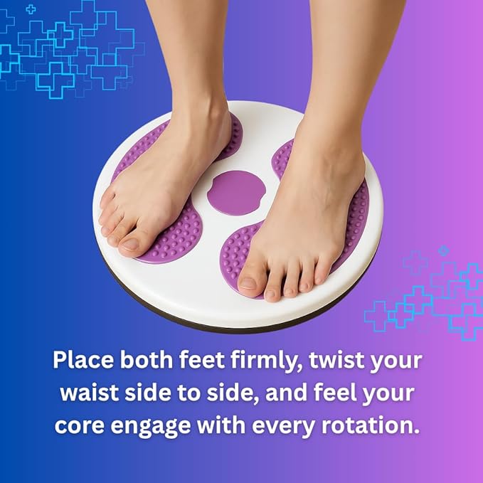 Twist Exercise Board for Core & Abs – 11" Balance Twister Disc with 360° Rotation, Non-Slip Massage Foot Pads, Improves Balance, Flexibility & Posture (Purple)