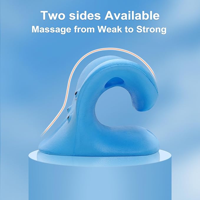 Neck Stretcher with Magnetic Therapy Acupressure for Pain Relief, Neck and Shoulder Relaxer, Chiropractic Pillow, Restore Neck Curve (Blue)