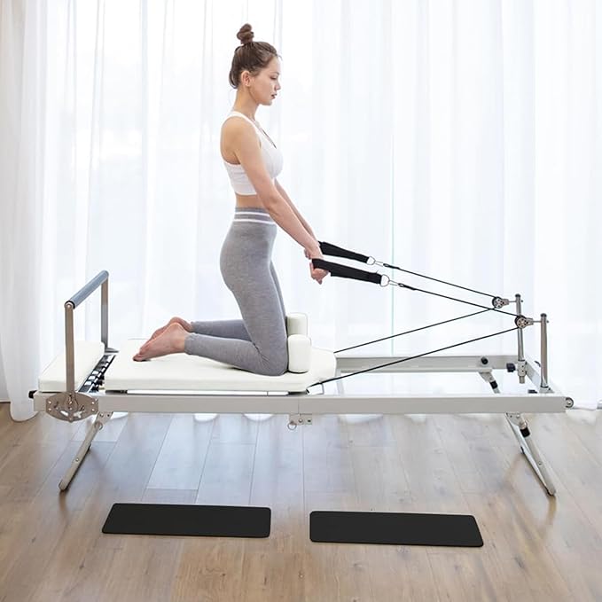 Foldable Pilates Reformer,Portable Pilates Reformer,Pilates Reformer with Alloy Springs Resistances,Pilates Machine & Equipment for Home Use and Gym Workout, Suitable for Beginners and Intermediate