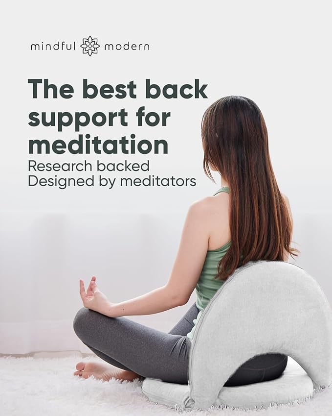 Mindful Modern Meditation Chair | Adjustable Floor Chair with Back Support | Padded Floor Seat for Posture Support and Comfort | Portable Folds Flat for Storage | Indoor/Outdoor Use | Classic White