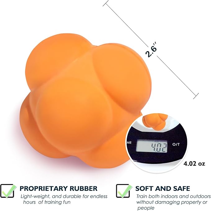 GSE Games & Sports Expert Sports Reaction Balls, Reactivity Ball for Field Training, Agility Trainer for Baseball, Rubber Bounce Balls for Hand-Eye Coordination & Speed Reflex Training