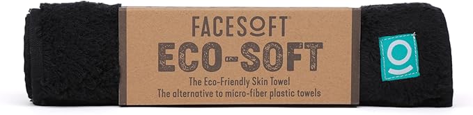 FACESOFT Eco Friendly Gym Towel for Working Out - Soft and Absorbent Cotton Exercise - No Synthetic Microfibers or Plastics - Sweat Towel for Gym, Fitness, Sports, Yoga - Black - 1 Pc