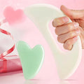 Jade Stone Gua Sha Massage Tool Set Larger Guasha Board with Handle Muscle Scraping Massage Tools Facial Anti Cellulite Spa Acupuncture Tools for Massage, Lymphatic Drainage Valentine's Day Gifts