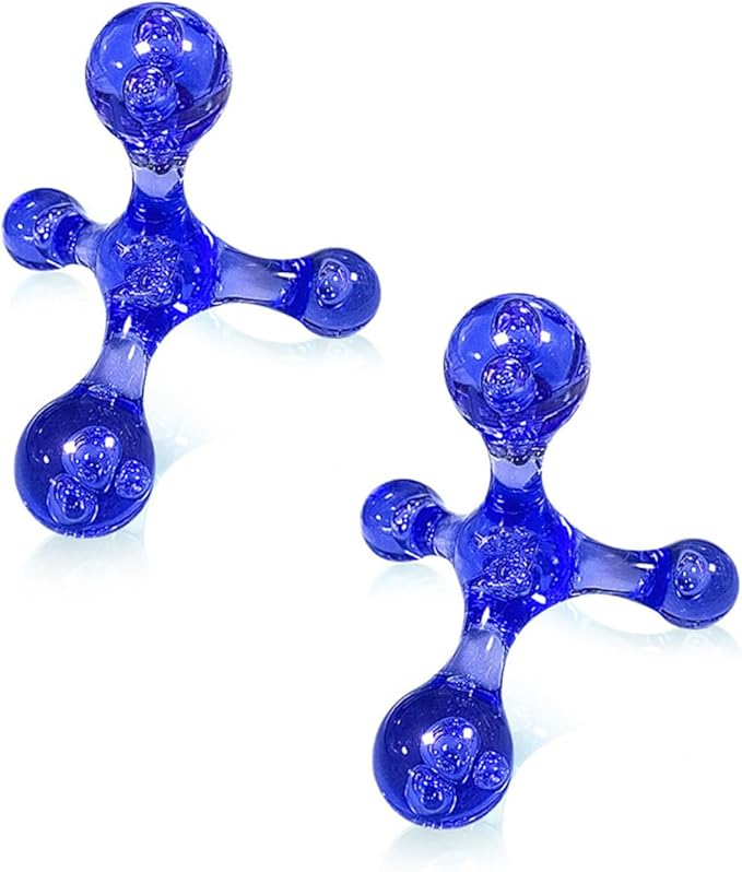 Trigger Point Massage Tools, 2 PCS 4 Point Manual Deep Muscle Tissue Trigger Massager, Handheld Palm Pressure Point Massage Tool, for Neck Shoulder Back Muscle Pain Relief (Blue)