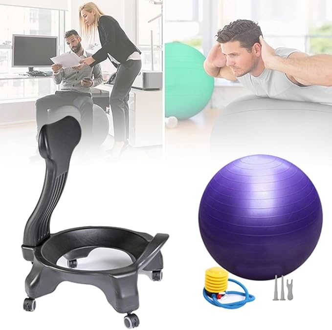Yoga Ball Chair,Fitness Balance Ball Chair,Balance Ball Chair,Exercise Stability Yoga Ball Chair,for Exercise & Balance (Purple)