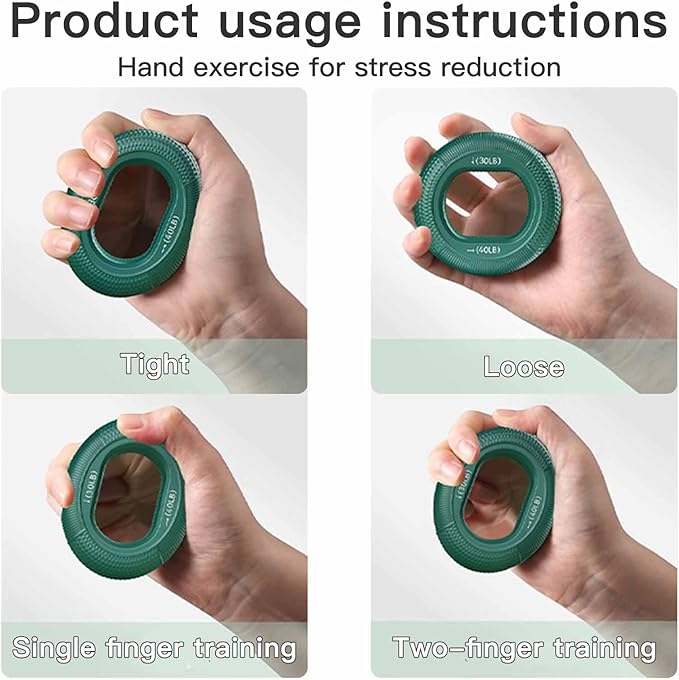 Grip Strength Trainer (30-80lbs) - 6 Resistance Levels, 3PCS Silicone Hand Grip Strengthener Rings for Rock Climbing, Athletes, Finger Workout & Stress Relief - Double Force Design