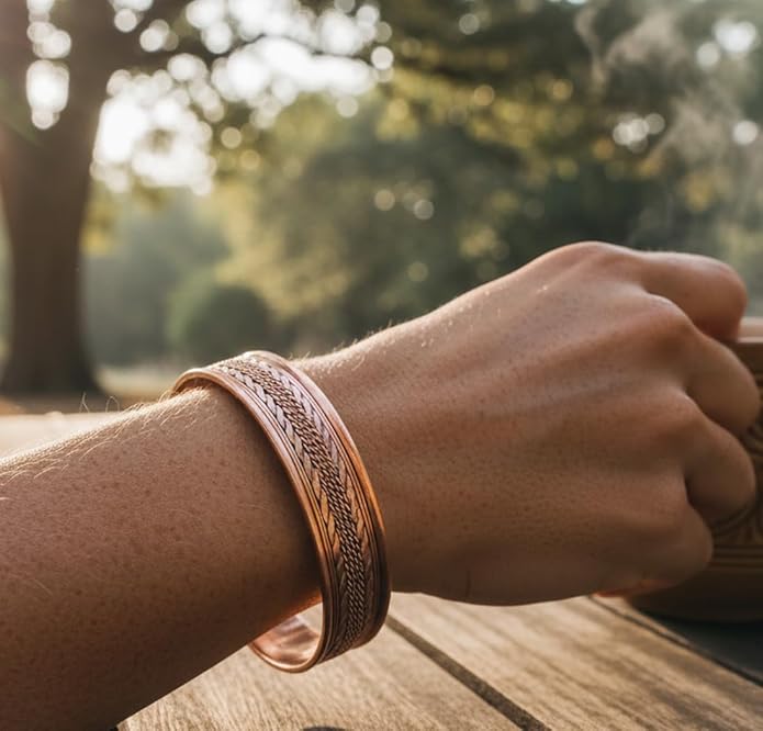 Touchstone copper bracelets | gift for men women |adjustable 100% pure solid real magnetic jewelry | handmade bracelet set combo | rope braided tibetan bangles.