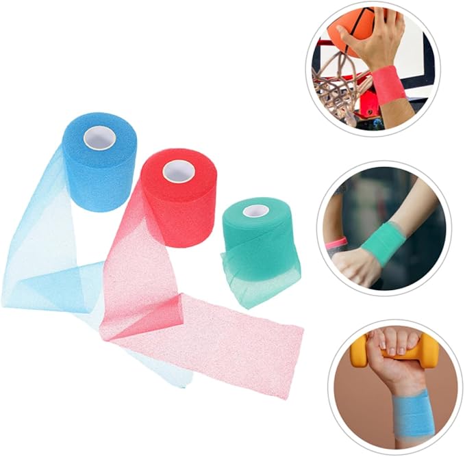 3 Rolls of Elastic Sports Tape Breathable Athletic Wraps for Joint Protection Sponge Padding for Shock Absorption for Football Badminton and Outdoor Training