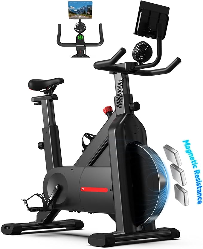YESOUL Exercise Bike for Home – Stationary Bike with Stable Triangle Frame, Silent Magnetic Resistance, 300 lbs Capacity, Dual-Stage Drive & Alloy Flywheel, Smart APP with Scenic & Live Classes