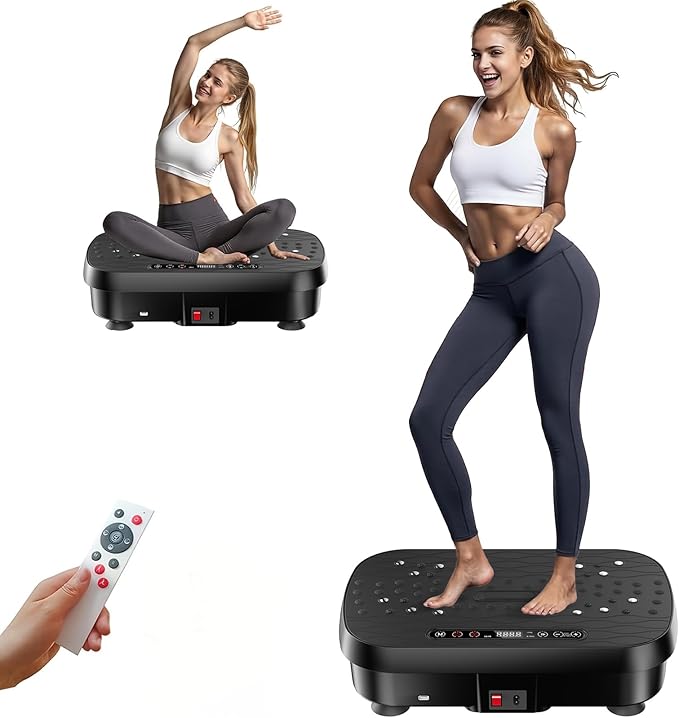 Vibration Plate Exercise Machine for Lymphatic Drainage, Muscle Activation, Full-Body Workout Vibrating Platform with Loop