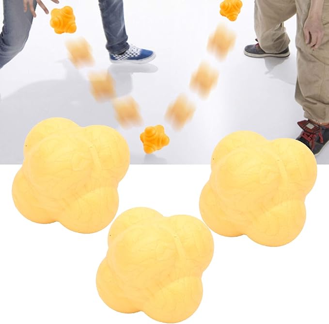Reaction Ball, 3Pcs Hex Bounce TPR Balls for Hand Eye Coordination Training, Agility Drills for Baseball Football Basketball Soccer