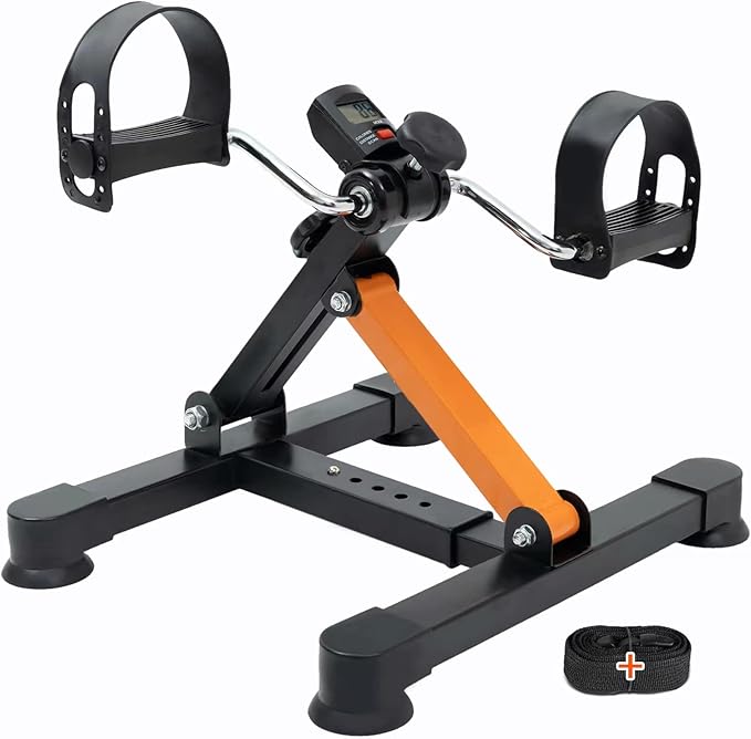 Under Desk Bike Pedal Exerciser, GOREDI Foldable Cycle Exercise Bike for Office, Upper & Lower Peddler Exerciser for Seniors with LCD Display, Fitness Folding Exerciser Peddler for Arm & Leg Workout
