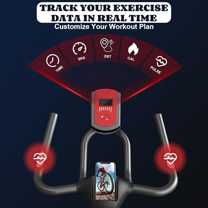 NAYSAYE Exercise Bike, Adjustable Stationary Bikes with Smartphone Mount, Professional Exercise Bike with Digital Pulse Display for Home and Office