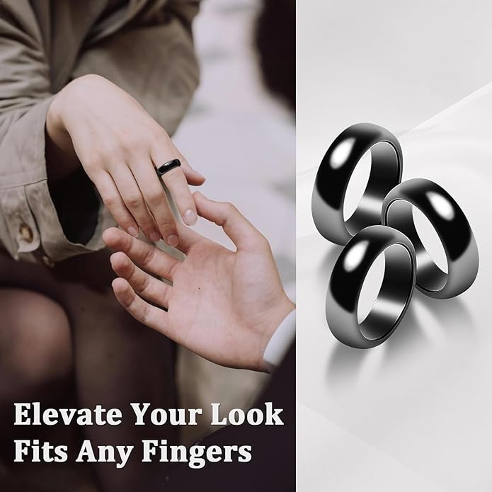Genuine Magnetic Hematite Rings, 3 per Order, Black Hematite Ring, Magnetic Ring for Men and Women, for Anxiety Balancing Root Chakra, Absorbing Negative Energies