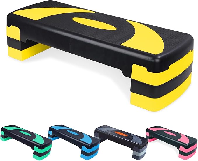 Aerobic Step Platform Exercise Step with 3 levels Adjustable Height Non-Slip Exercise Stepper for Cardio, Strength, and Fitness Workouts at Home or Gym
