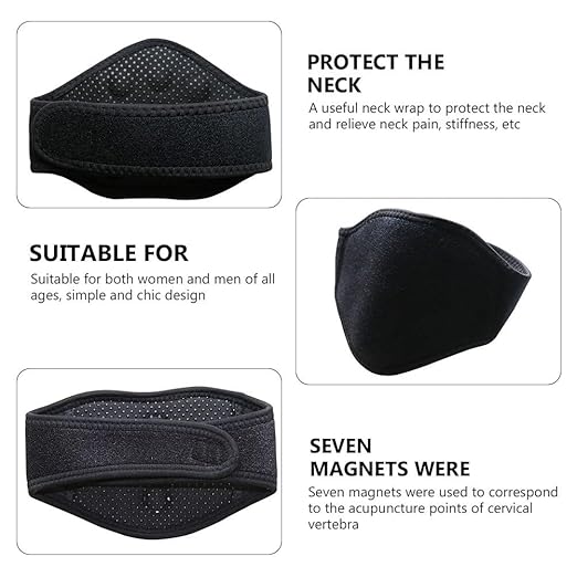 Neck Support Brace Strap: Adjustable Warm Magnetic Collar Self Heating Wrap Tourmaline - Neck Support for Men and Women