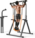Foldable Pull Up Bar Free Standing Multi-function Power Tower Dip Bar with Assistance Bands Home Gym Strength Training Equipment