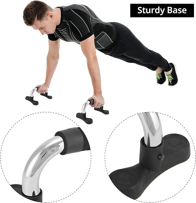 QWORK Steel Push Up Handles for Floor, Portable Push Up Stands with Non-Slip Grip, Angled Incline