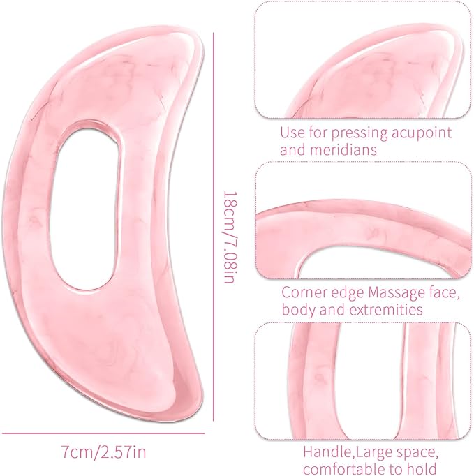Large Gua Sha Massage Tool for Body Back,Lymphatic Drainage Anti Cellulite,Resin(Pink/7.1In)