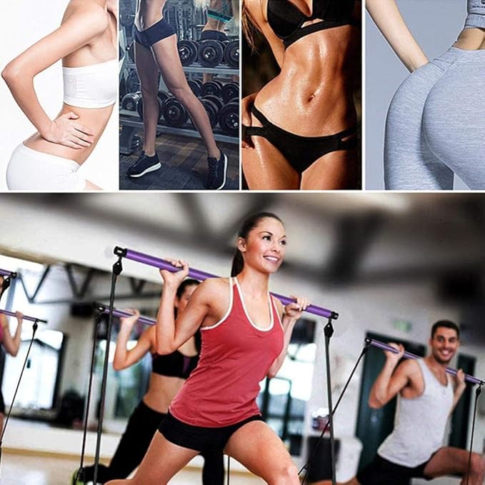 qiuqiu Pilates Resistance Band, Portable Yoga Exercise Pilates Rod Long Resistance Band,Yoga Exercise Rod Chest Expander, Fitness Equipment for Body parsimonious