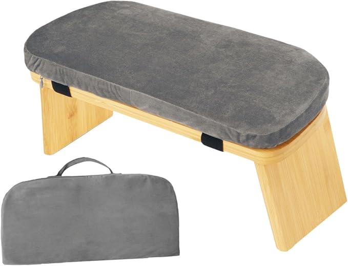 Meditation Bench with Cushion Ergonomic Anti Slip Modern Chair Kneeling Stool Comfort for Home Office Living Room, Gray