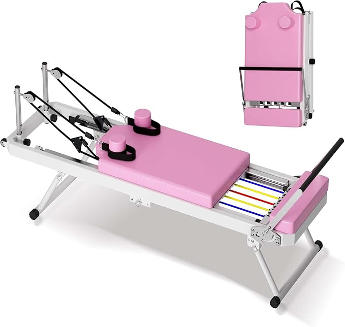 Foldable Pilates Reformer, Pilates Machine & Equipment for Home Use and Gym Workout, Suitable for Beginners and Intermediate Users