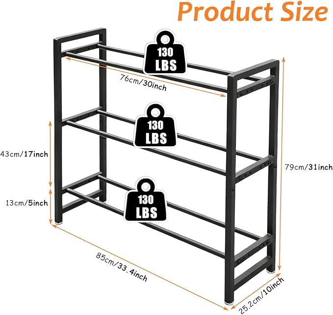 3-Tier Adjustable Dumbbell Rack, Heavy-Duty Weight Storage Stand, 390 LB Capacity, Space-Saving Home Gym Organizer