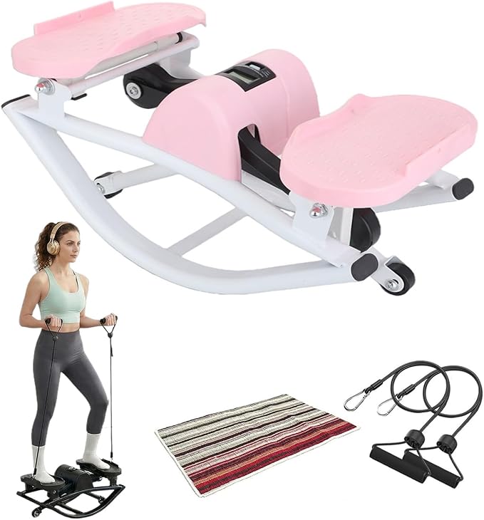 Rock Stepper, Home Use Lhanel Rock Stepper Machine, Portable and Compact Side Stepper, Left and Right Swinging Stepper for Exercise Legs, Hips, Waist, and Performing Aerobic Exercise（Pink）