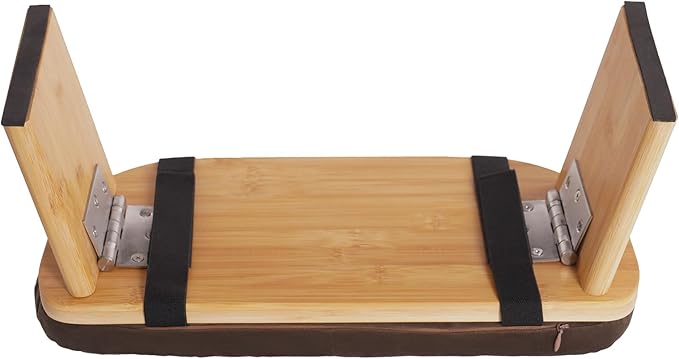 Bamboo Meditation Bench with Cushion, Folding Kneeling Meditation Bench, Portable Kneeling Chair for Kneeling or Sitting, 396.83lbs Load Max (Coffee)